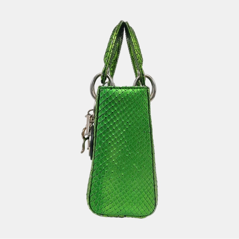 Dior Green Python Leather Mini Lady Dior Top - Handle Bag - Picture 2 of 9